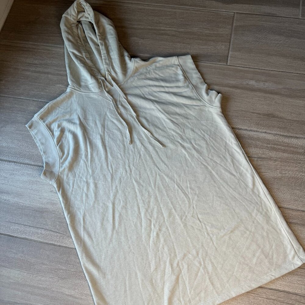Zara Hooded Cover Up Dress Tunic (Tan/Cream) - Size Medium